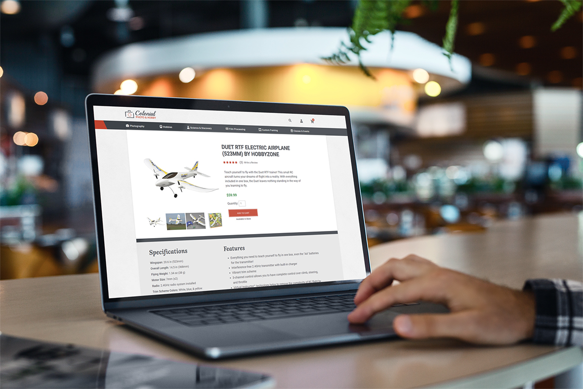 mockup of person using website