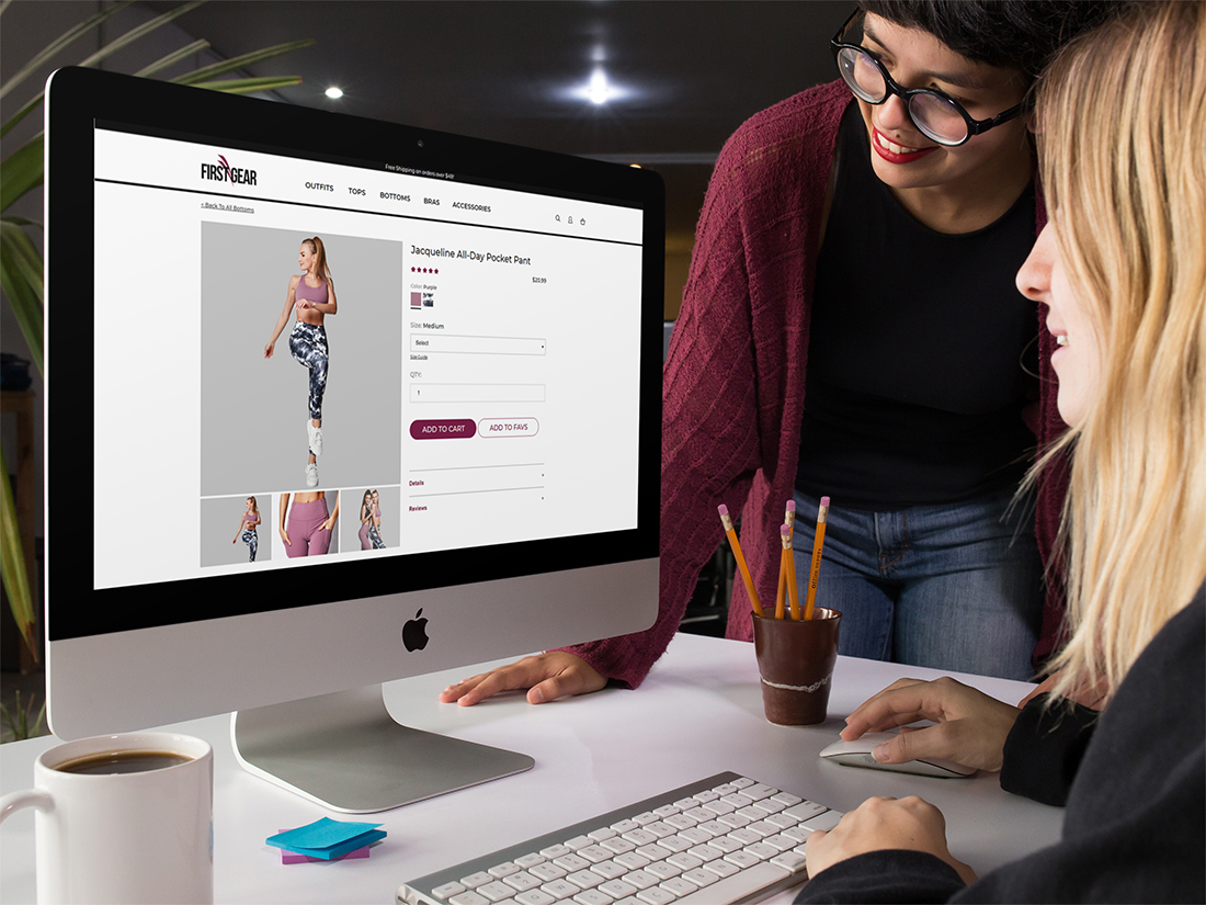 mockup of person using website