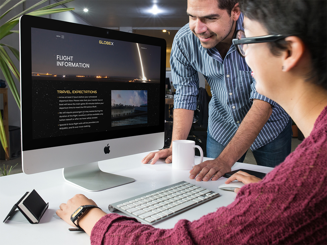 mockup of person using website