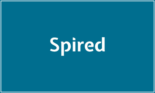 white spired logo teal background