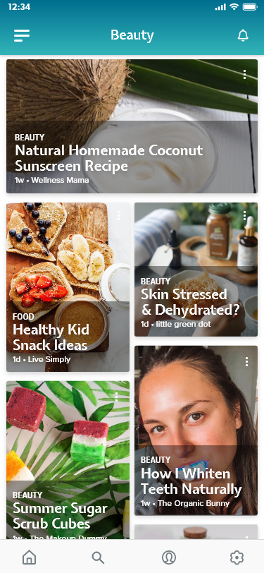 beauty category article list screenshot